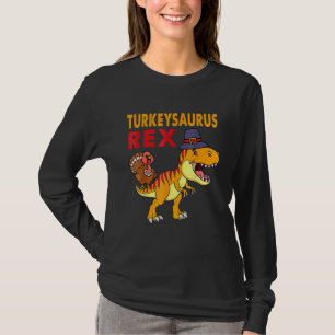 Turkey Saurus Rex Thanksgiving Dinosaur Turkey Kid T-Shirt
