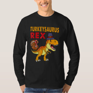 Turkey Saurus Rex Thanksgiving Dinosaur Turkey Kid T-Shirt