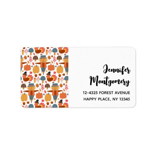 Turkey  Scarecrow Thanksgiving Pattern Label