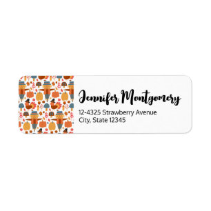 Turkey & Scarecrow Thanksgiving Pattern Label