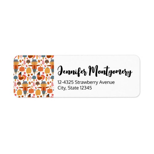 Turkey  Scarecrow Thanksgiving Pattern Label