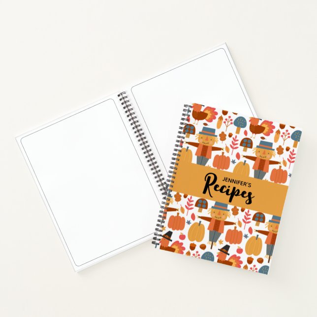 Turkey & Scarecrow Thanksgiving Pattern Recipe Notebook (Inside)