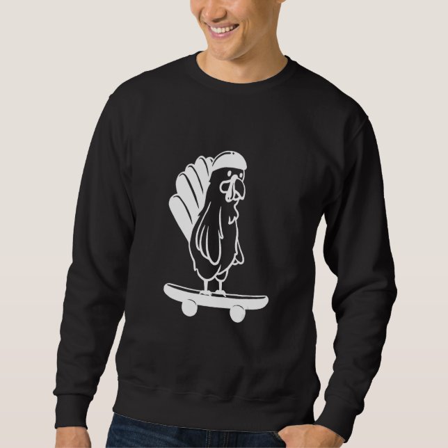 Turkey Skater Line Thanksgiving Day Skateboard Aut Sweatshirt (Front)