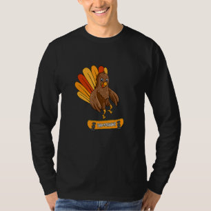 Turkey Skater Thanksgiving Day Cool Skateboard Fal T-Shirt