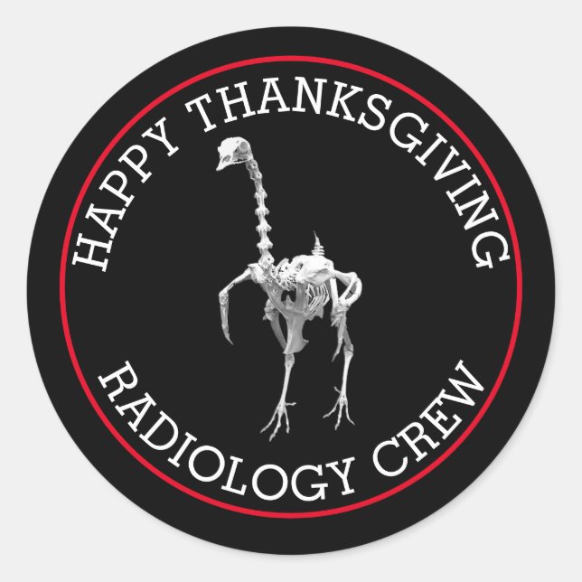 Turkey Skeleton Thanksgiving Classic Round Sticker (Front)