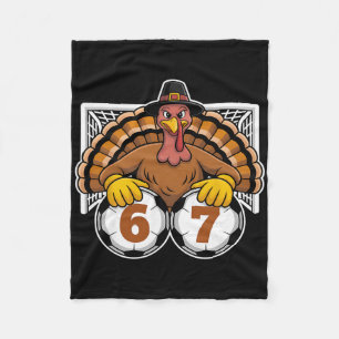 Turkey Soccer 67 Meme Funny Thanksgiving Sports De Fleece Blanket
