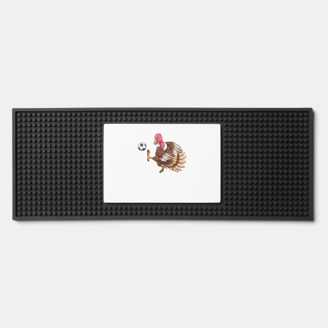 Turkey Soccer Thanksgiving Turkey Playing Soccer T Bar Mat (Front)