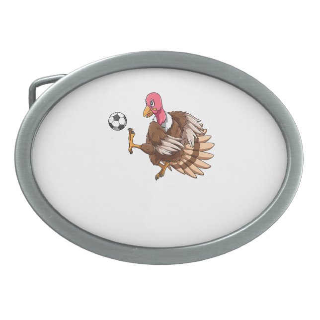 Turkey Soccer Thanksgiving Turkey Playing Soccer T Belt Buckle (Front)