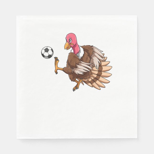 Turkey Soccer Thanksgiving Turkey Playing Soccer T Napkins (Front)
