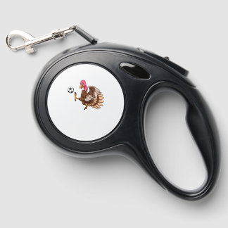 Turkey Soccer Thanksgiving Turkey Playing Soccer T Retractable Pet Leash