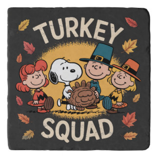 Turkey Squad Funny Cartoon Friends Thanksgiving Trivet