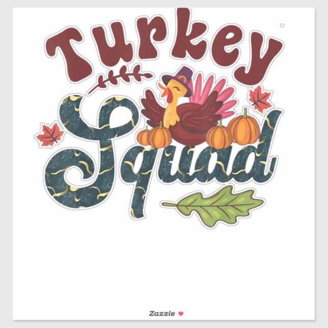 Turkey Squad Funny Thanksgiving Day Run Pilgrim Gi Sticker (Sheet)