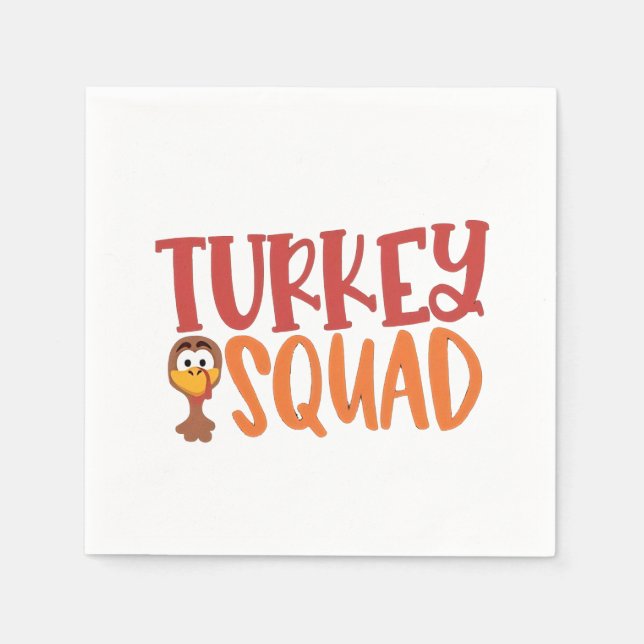 Turkey Squad Matching Outfit Turkey Thanksgiving  Napkins (Front)