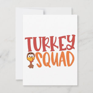 Turkey Squad Matching Outfit Turkey Thanksgiving  Note Card