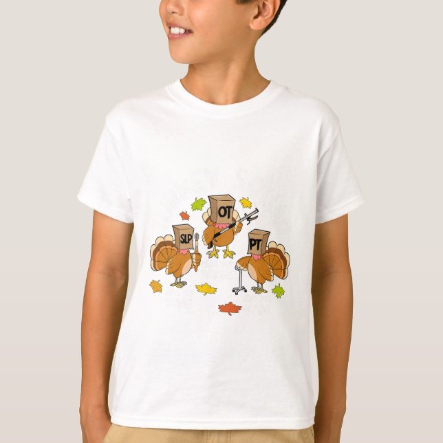 Turkey Squad Slp Ot Pt Therapy Team Fall Thanksgiv T-Shirt (Front)