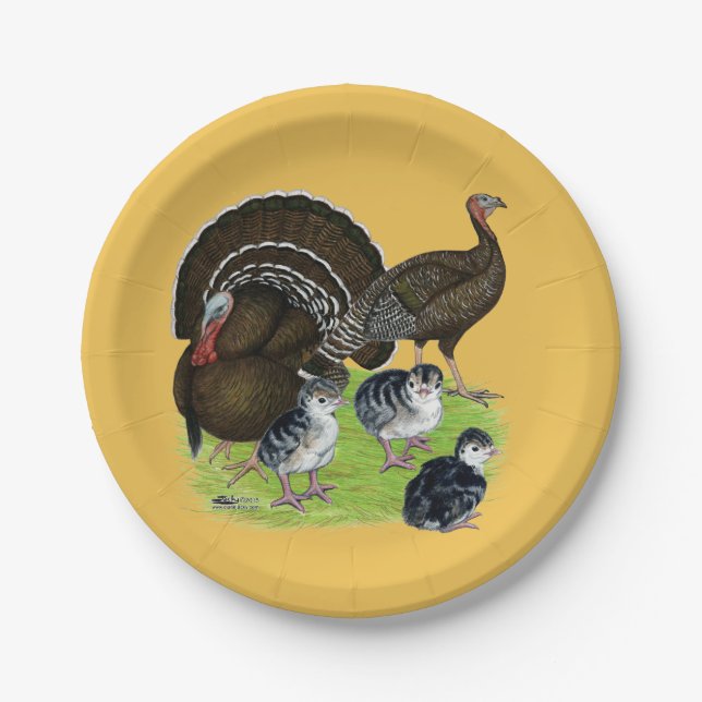 Turkey Standard Bronze Family Paper Plates (Front)