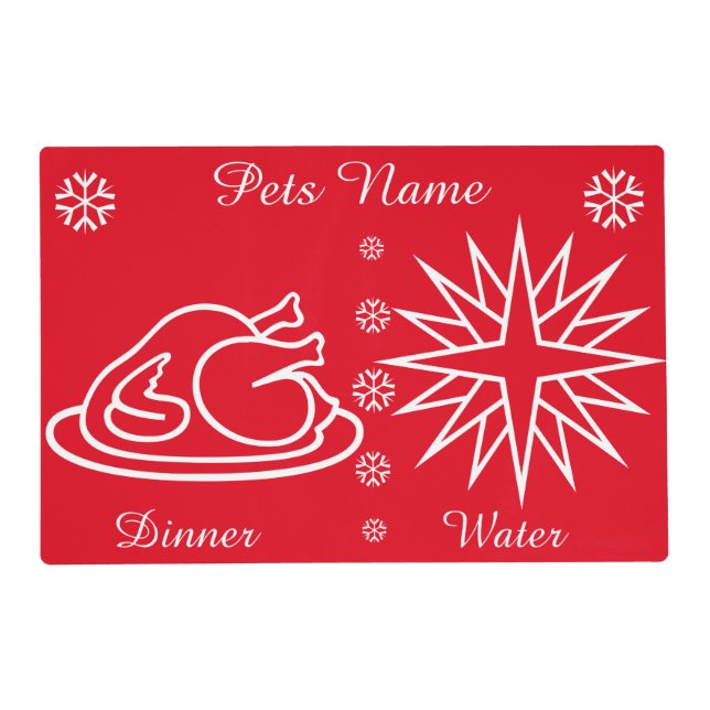 turkey stars christmas dinner pets serving mat (Front)