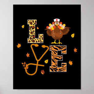 turkey Sthetoscope nurse thanksgiving women holida Poster
