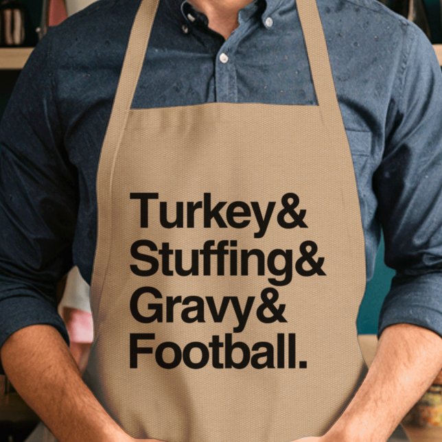 Turkey & Stuffing & Gravy & Football Thanksgiving Adult Apron (Creator Uploaded)