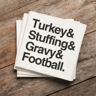 Turkey & Stuffing & Gravy & Football Thanksgiving Paper Napkins