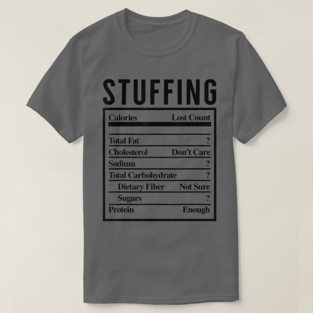 Turkey Stuffing Ingredients Food List Thanksgiving T-Shirt (Design Front)