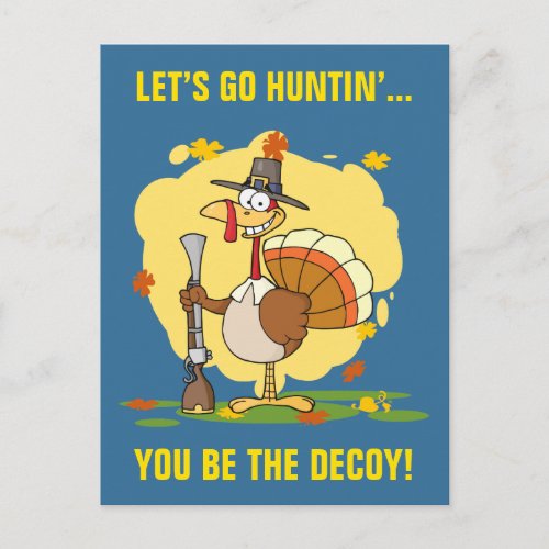 Turkey Taking Thanksgiving Dinner Hostage Holiday Postcard