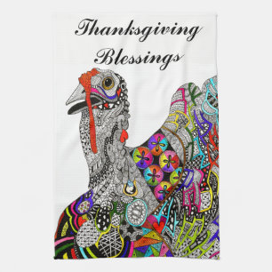 Turkey Thanksgiving Blessings Kitchen Towel