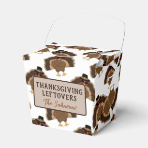 Turkey Thanksgiving brown white pattern leftovers  Favor Boxes