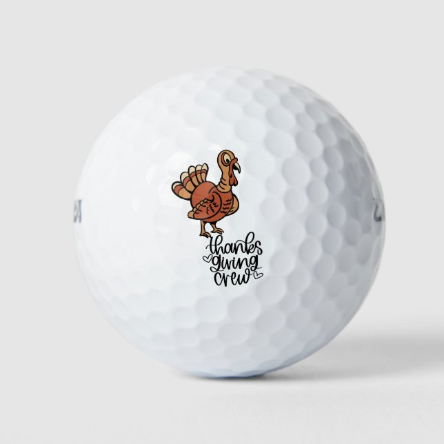 Turkey thanksgiving crew funny cute golfer golf balls (Front)