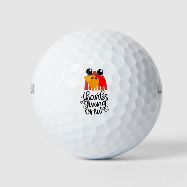 Turkey thanksgiving crew funny cute golfer golf balls (Front)