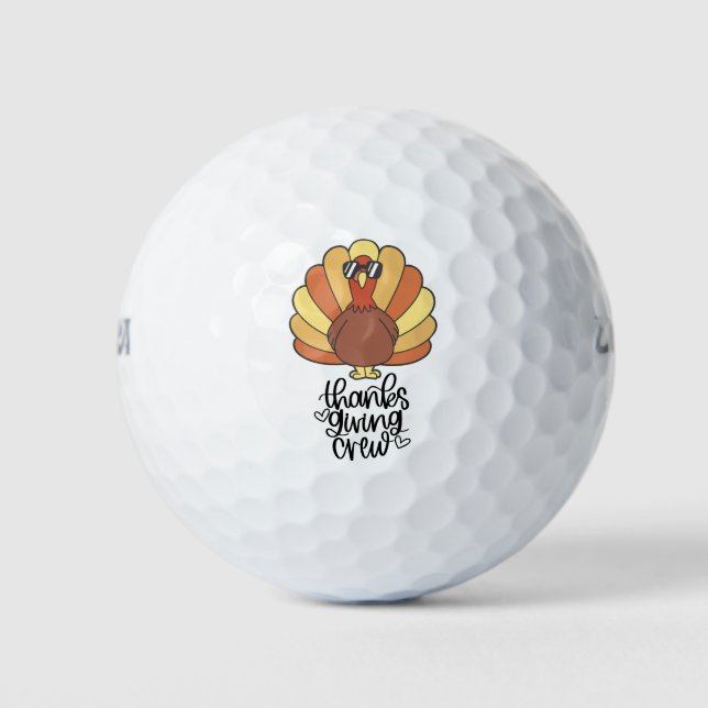 Turkey thanksgiving crew funny cute golfer golf balls (Front)