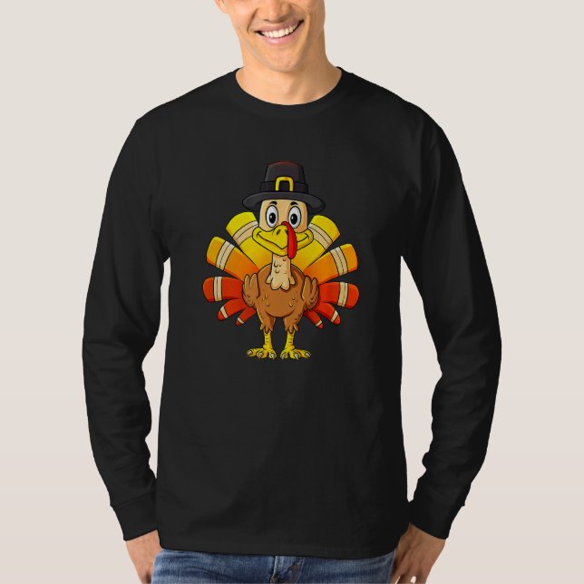 Turkey Thanksgiving Day Pilgrim Boys Kids Men T-Shirt (Front)