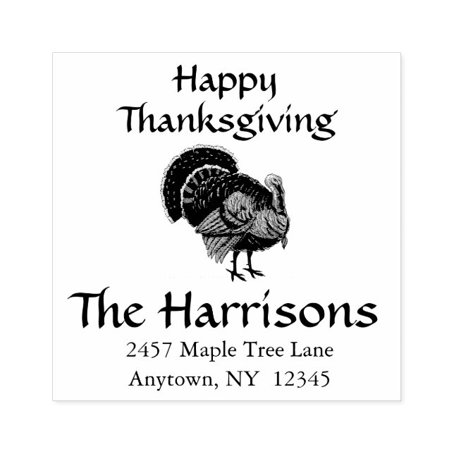 Turkey Thanksgiving Design Address Art Stamp (Imprint)