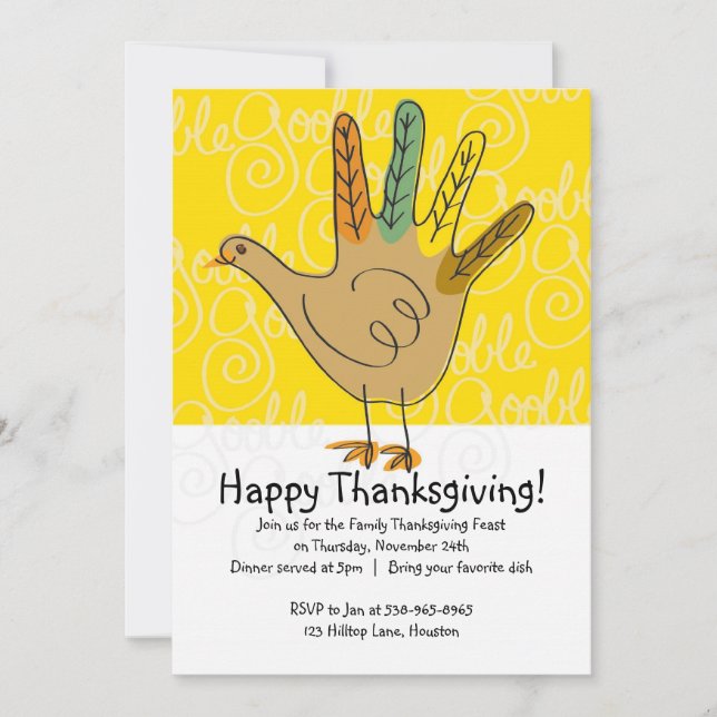 Turkey Thanksgiving Dinner Invitations (Front)