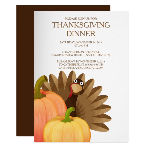 Turkey Thanksgiving Dinner Party Invitation