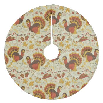 Turkey Thanksgiving Fall Autumn Pattern Fleece Tree Skirt by Home_Sweet_Holiday at Zazzle