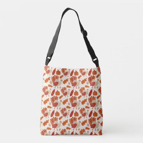 Turkey Thanksgiving Food Fall Pattern Crossbody Bag