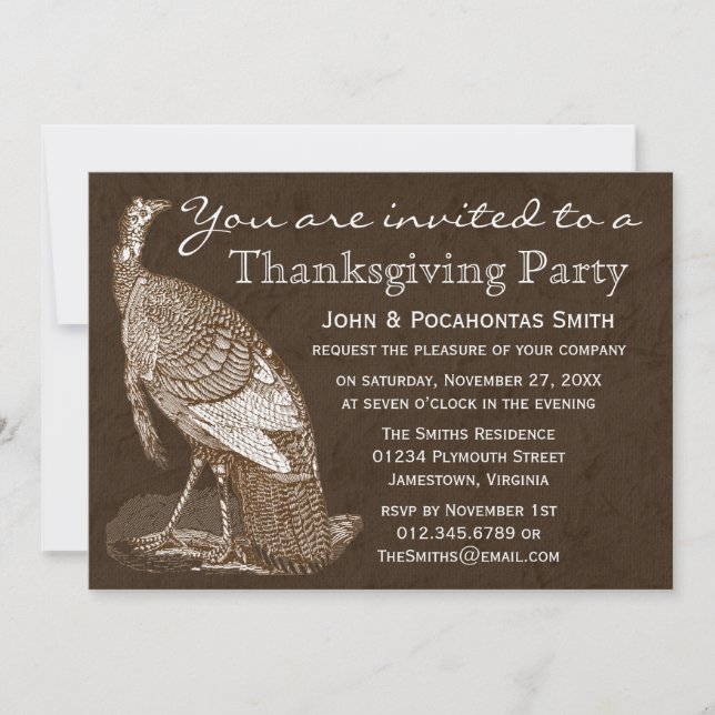 Turkey Thanksgiving Party Invitation (Front)