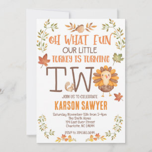 Turkey Thanksgiving Second birthday invitation