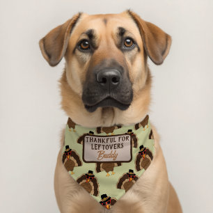 Turkey Thanksgiving thankful leftovers Custom name Pet Bandana Collar