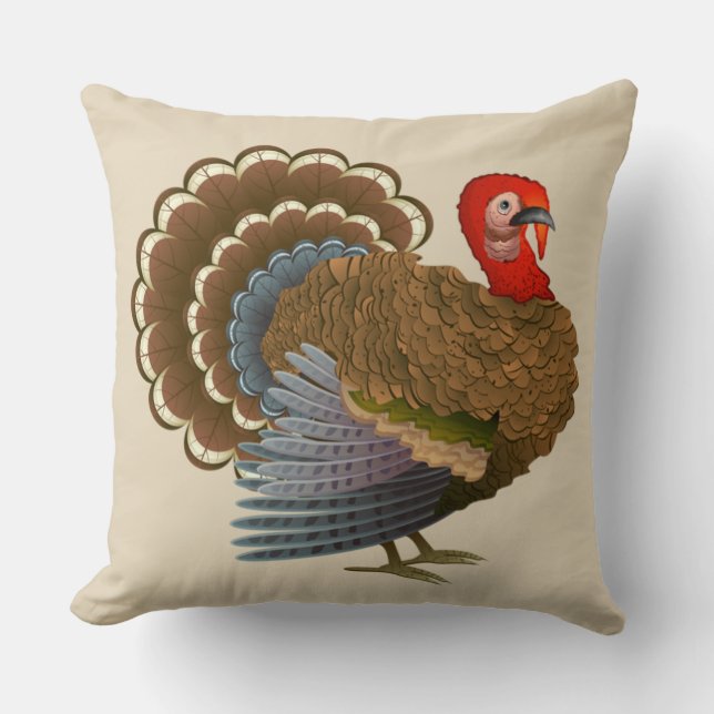 Turkey Thanksgiving Throw Pillow (Front)
