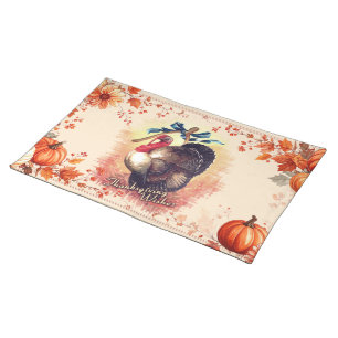 Turkey Thanksgiving Wishes Cloth Placemat