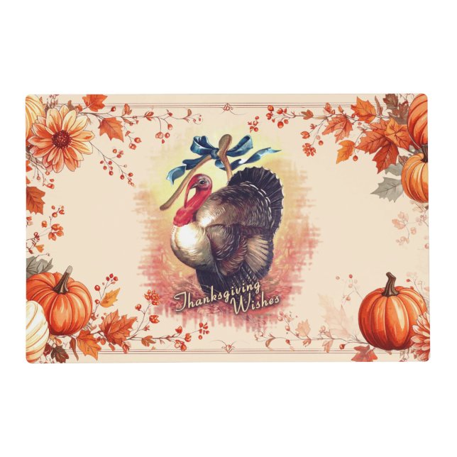 Turkey Thanksgiving Wishes Placemat (Front)