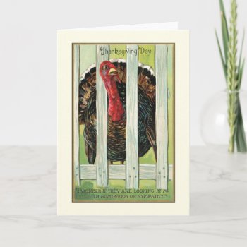 Turkey Thoughts On Thanksgiving Day Holiday Card by GoodThingsByGorge at Zazzle