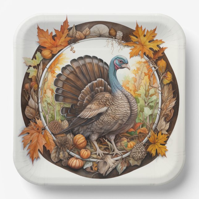 Turkey Tidings: Harvest Delights Paper Plates (Front)
