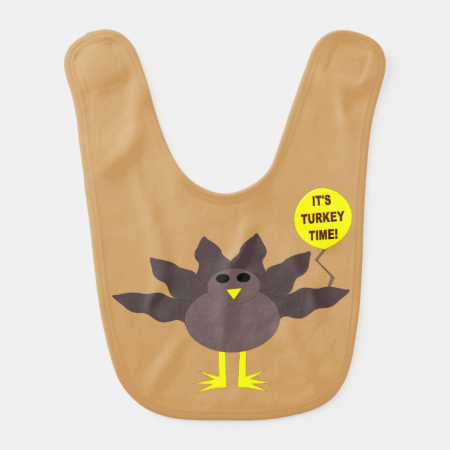 Turkey Time Thanksgiving Baby Bib (Front)