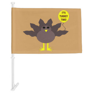 Turkey Time Thanksgiving Custom Car Flag