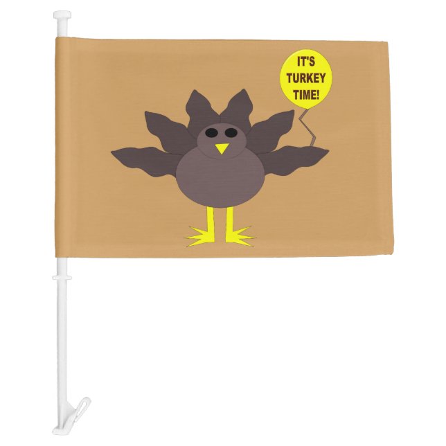 Turkey Time Thanksgiving Custom Car Flag (Front)