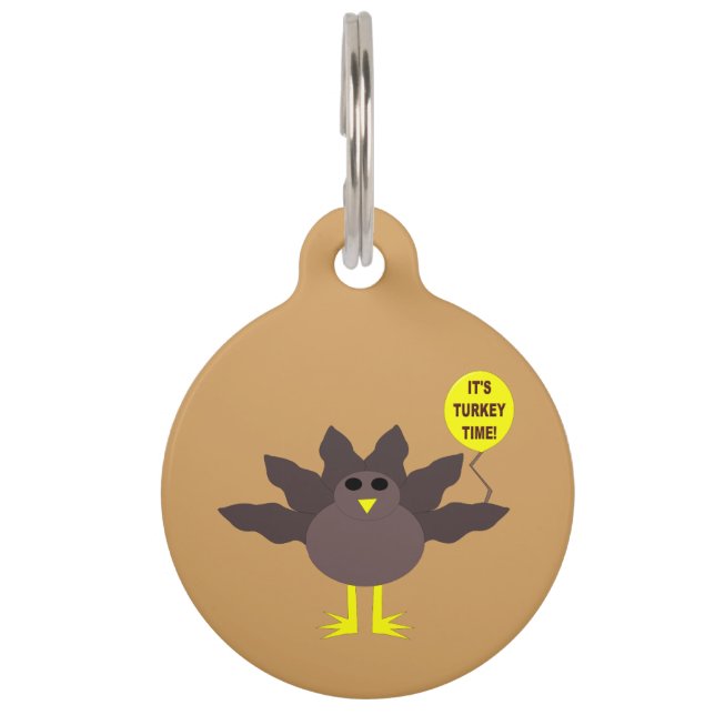 Turkey Time Thanksgiving Custom Dog Tag (Front)