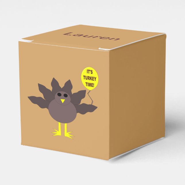 Turkey Time Thanksgiving Custom Favor Box (Front Side)